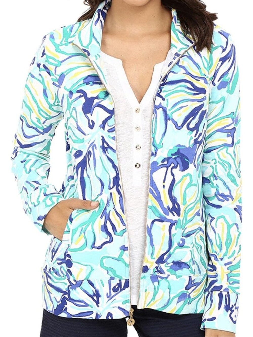 Lilly Pulitzer "Pool Boy Stay Cool" Reagan Zip-up Jacket Sz.S